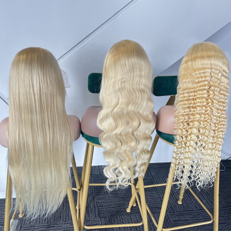 Blond 613 HD Lace Frontal Wig Raw Human Hair Glueless Deep Wave Wig Blonde 613 Transparent Full Lace Front 613 Human Hair Wigs