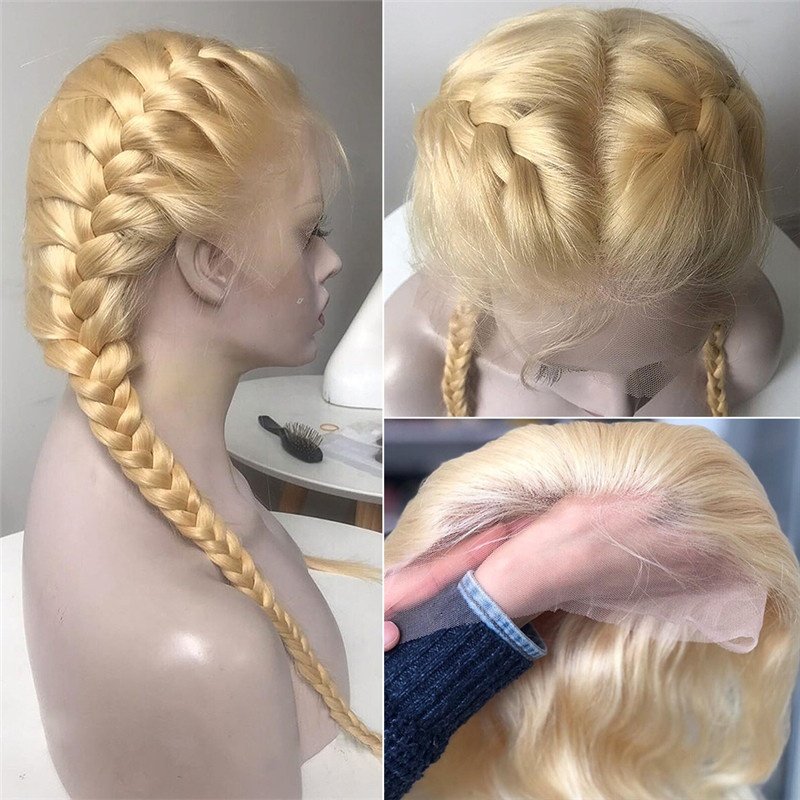 Blond 613 HD Lace Frontal Wig Raw Human Hair Glueless Deep Wave Wig Blonde 613 Transparent Full Lace Front 613 Human Hair Wigs