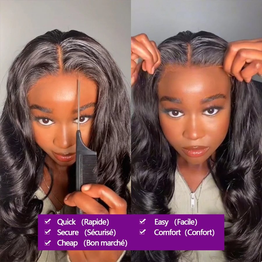 In Stock Wear & Go Glueless Wig Perruque Human Hair Wholesale Body Wave Natural Human Hair Wigs 4x4 Wigs Human Hair Lace Front