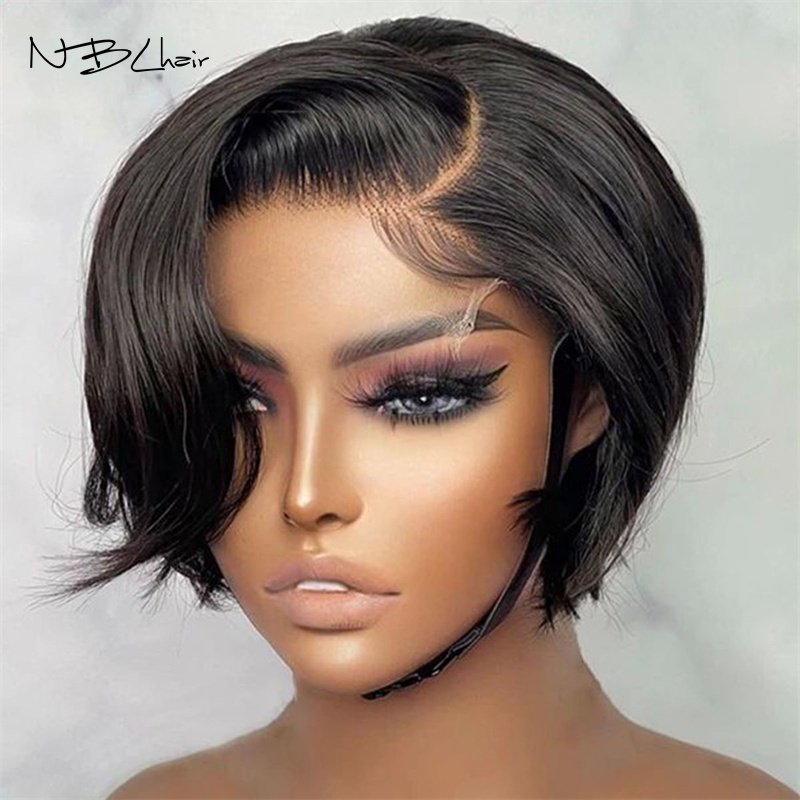 Free Sample Large Stock 8-16 Inch Straight Bob Wig For Black Women Brazilian Virgin Short Hair Lace Frontal Bob Human Hair Wig