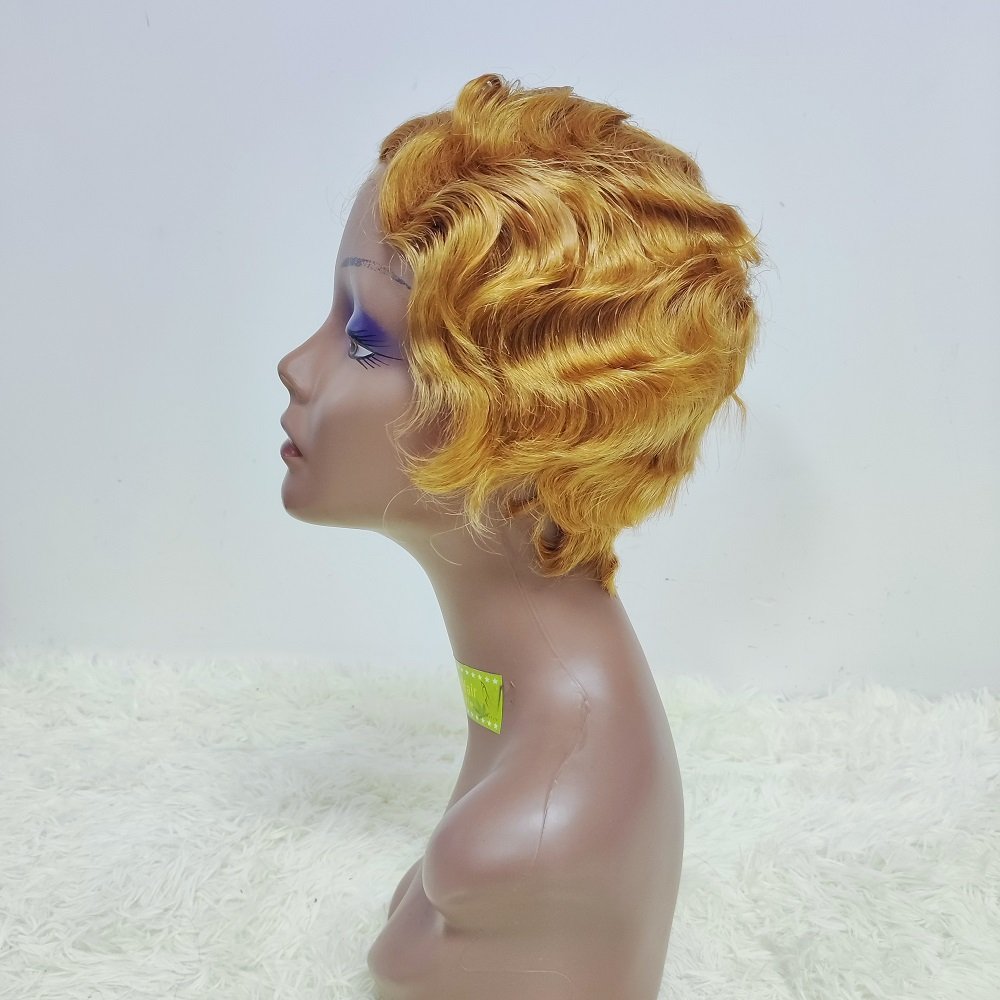 Letsfly Fashion Design Cheap Short Cut HairWig Human Curly Hair Weave Classic African Wig Full Machine Made Wigs Fast Shipping