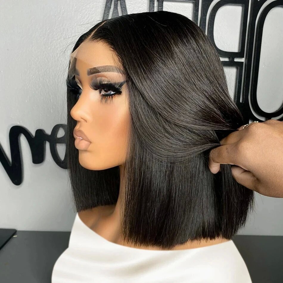 Short Bob Straight Wigs for Women Transparent Lace Frontal Human Hair Wigs Short Bob Cut Lace Wigs 10"-16"