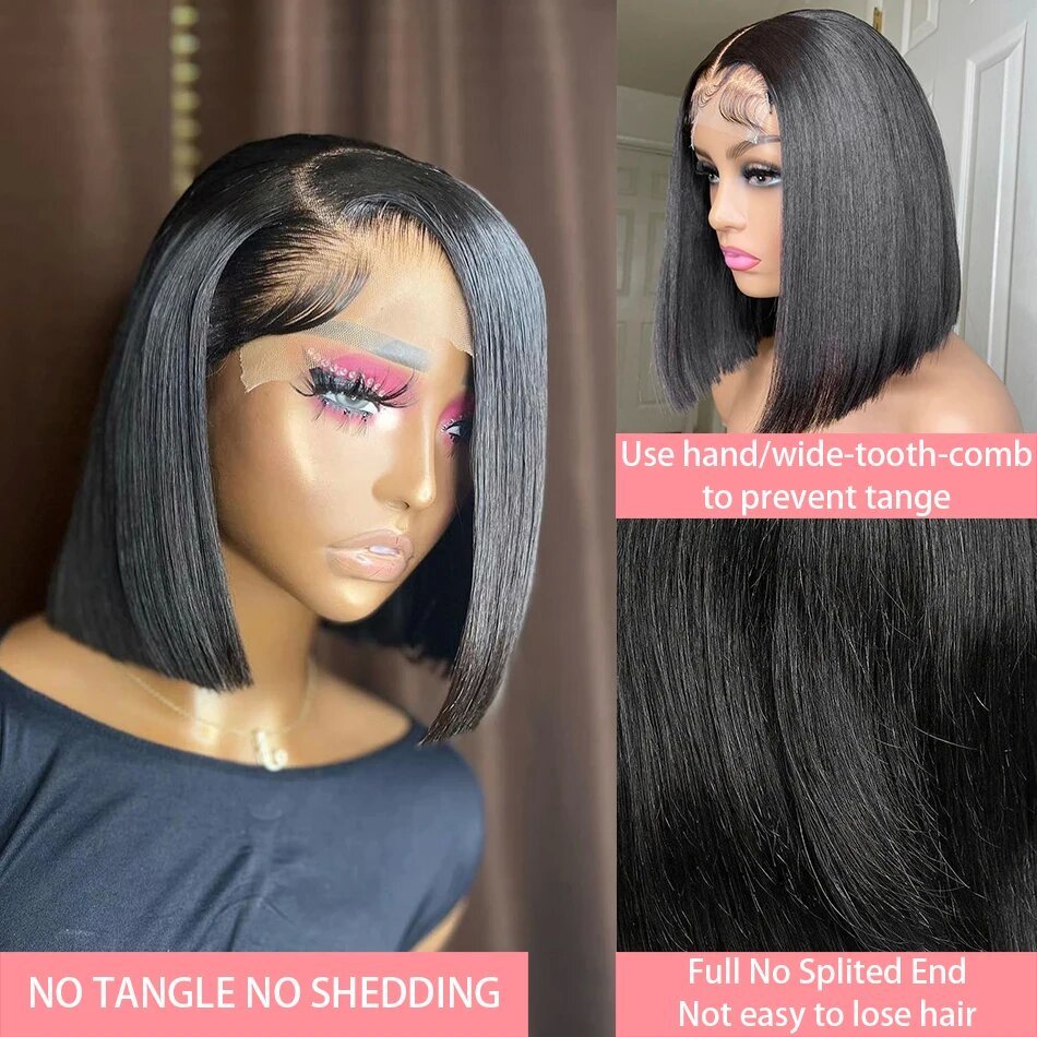 Short Bob Straight Wigs for Women Transparent Lace Frontal Human Hair Wigs Short Bob Cut Lace Wigs 10"-16"