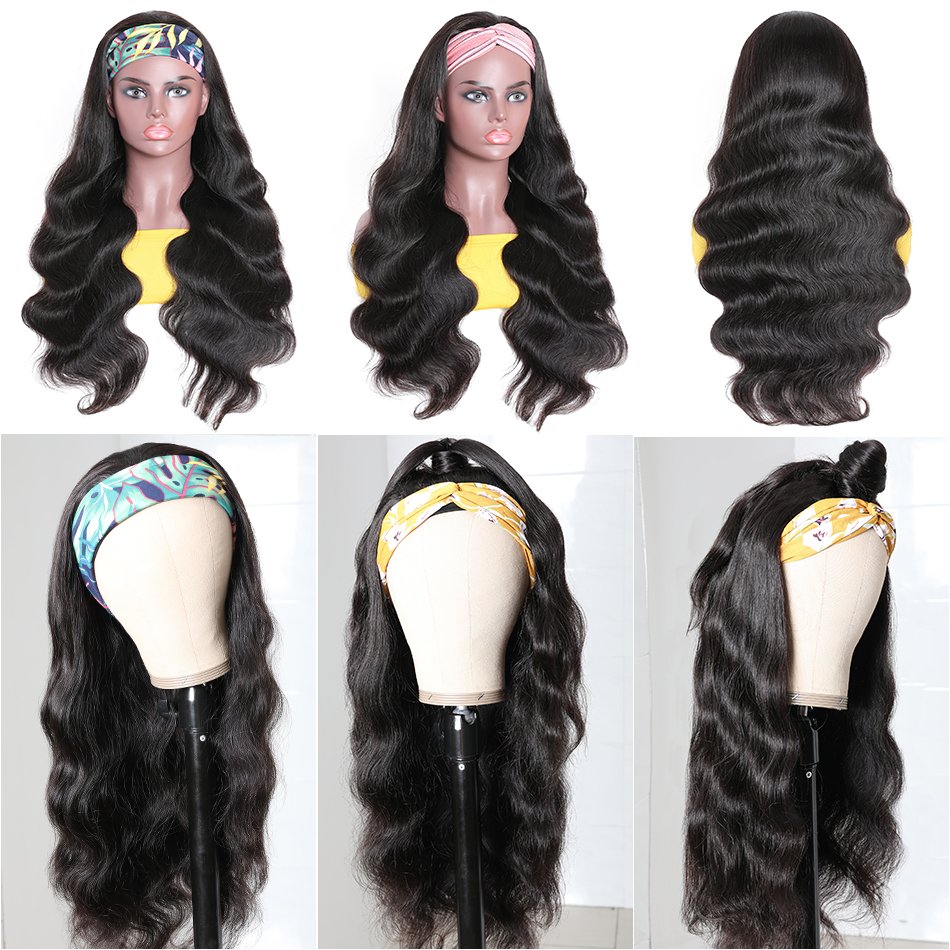 Wholesale Raw Indian Virgin Remy Human Cuticle Aligned Kinky Curly Hair None Lace Wigs For Black Women Glueless Headband Wig