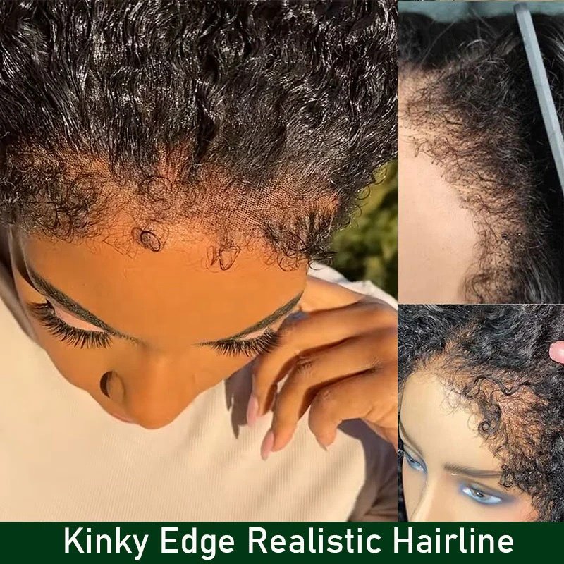 Wholesale 13X4 Pre Plucked Lace Wigs Peruvian 4c Texture Hairline Afro Kinky Curly Human Hair Wig