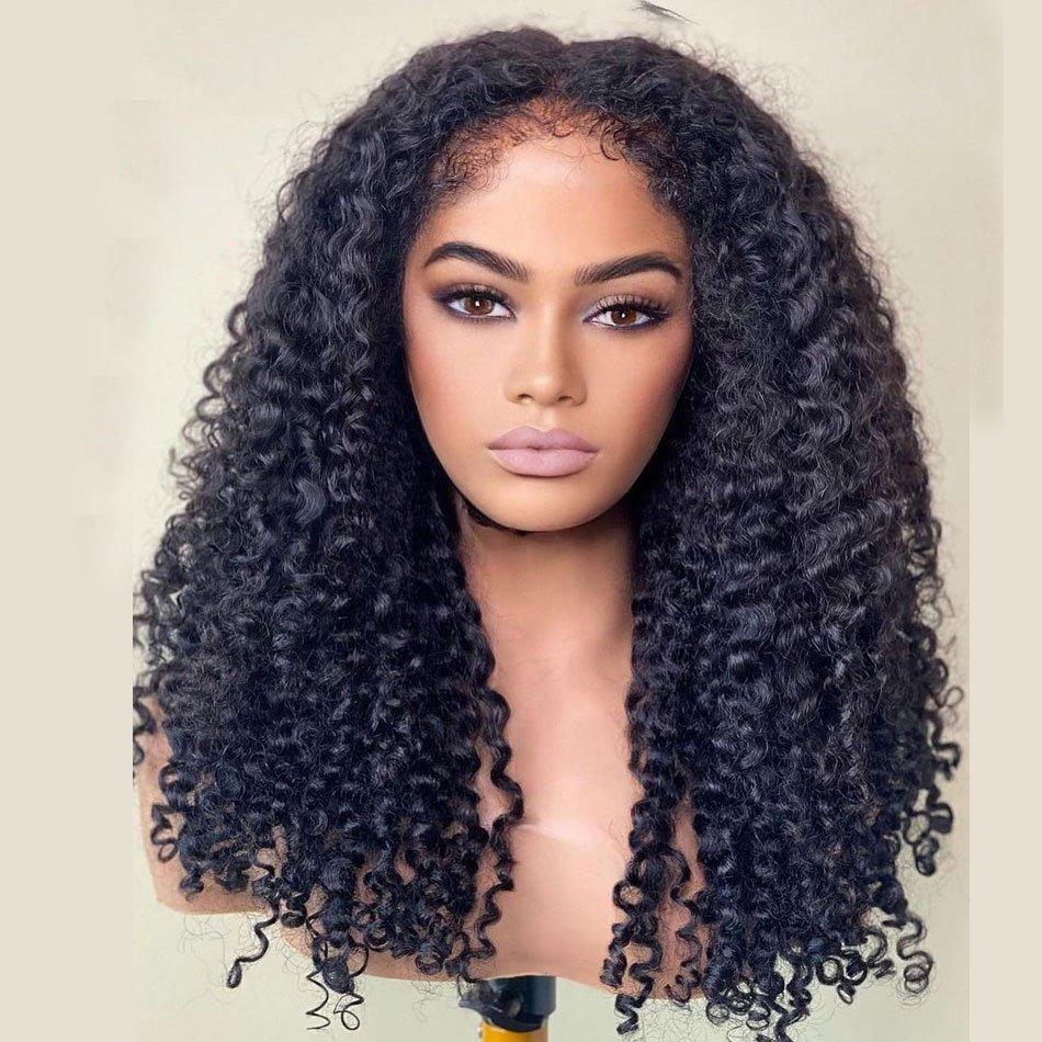 Wholesale 13X4 Pre Plucked Lace Wigs Peruvian 4c Texture Hairline Afro Kinky Curly Human Hair Wig