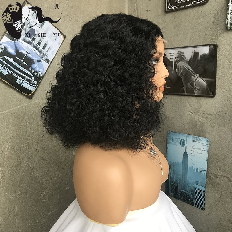 XISHIXIUHAIR wholesale cheap 85% human hair blend and fiber lace front synthetic wigs curly lace front closure