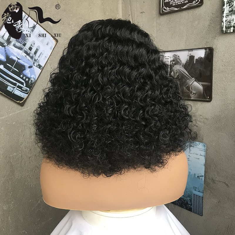 XISHIXIUHAIR wholesale cheap 85% human hair blend and fiber lace front synthetic wigs curly lace front closure
