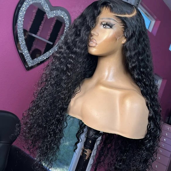 Deep Wave 360 Lace Front Human Hair Wigs for Black Women 360 Full Lace Human Hair Wigs Pre Plucked Curly Lace Front Wigs