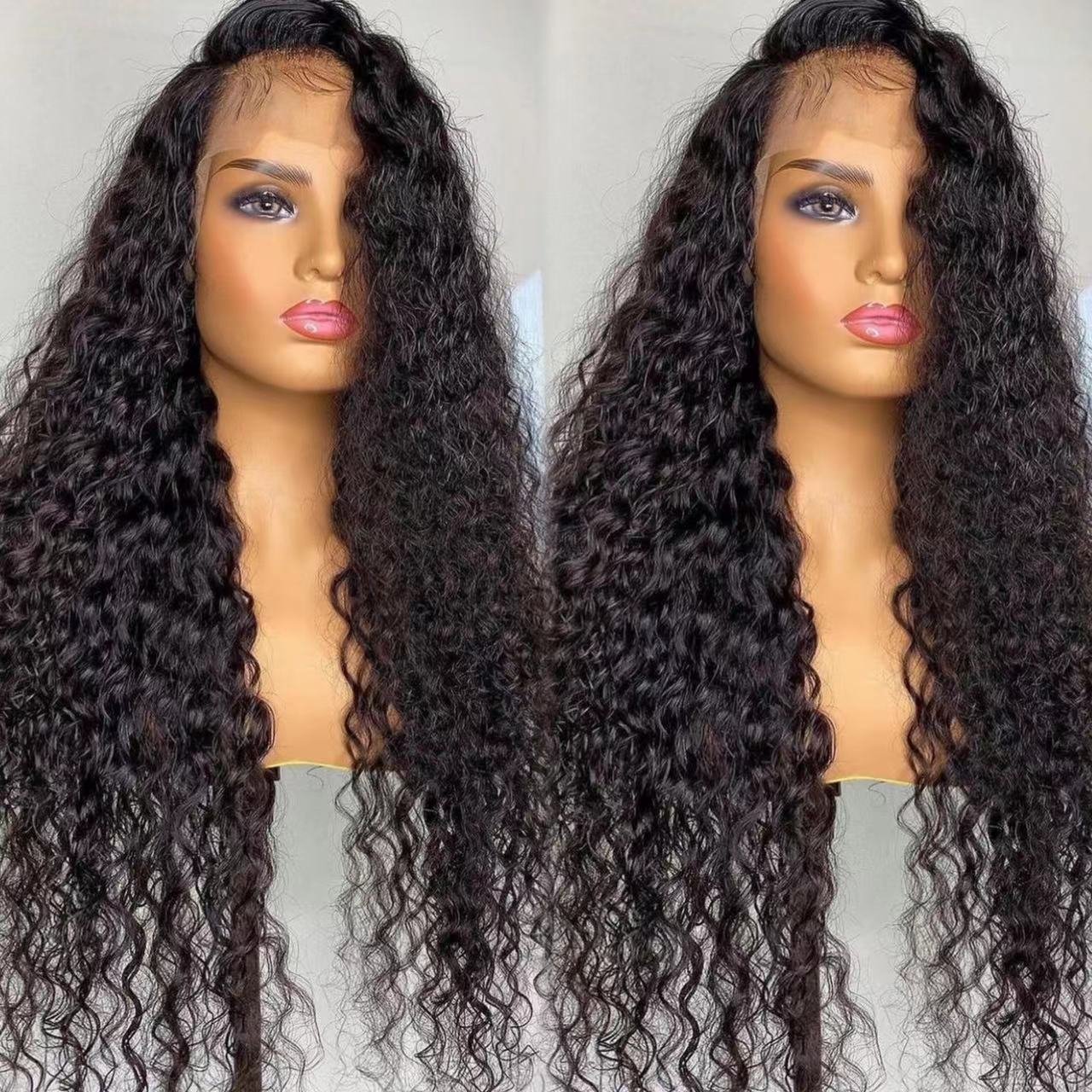 Deep Wave 360 Lace Front Human Hair Wigs for Black Women 360 Full Lace Human Hair Wigs Pre Plucked Curly Lace Front Wigs