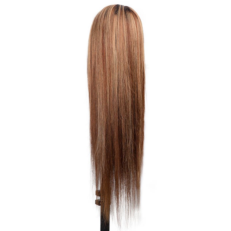 Blonde 30 Inch Long Straight Brown 13X4 Transparent Lace Highlighted Human Hair Wigs 10a Highlight Body Wave Hair Full Wig