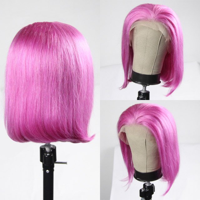 Factory Customized Bob Wig Brazilian Hair Lace Frontal Virgin Human Hair Wig, Short Color Wigs For Women Peruvian