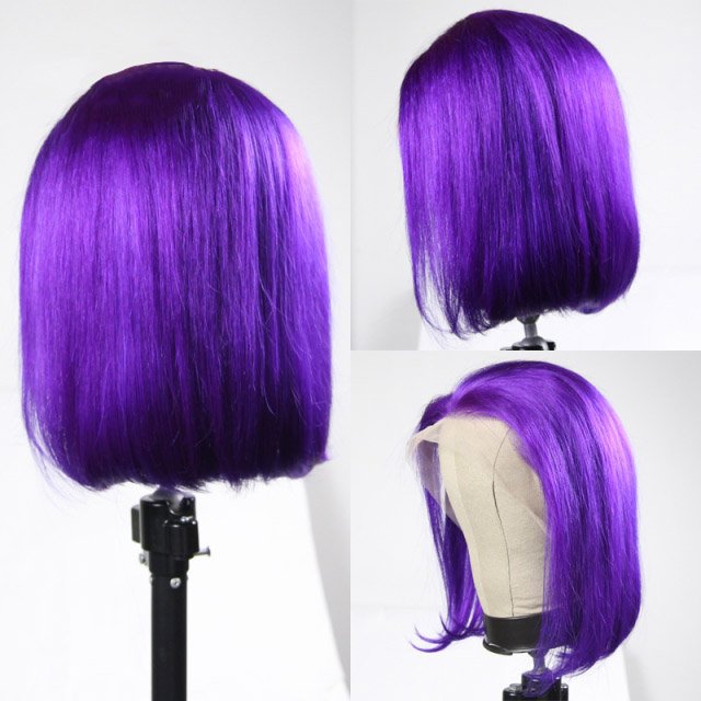 Factory Customized Bob Wig Brazilian Hair Lace Frontal Virgin Human Hair Wig, Short Color Wigs For Women Peruvian