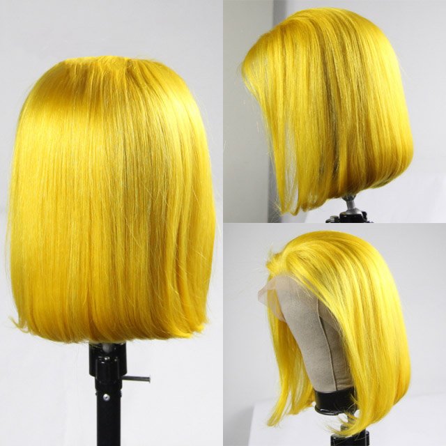 Factory Customized Bob Wig Brazilian Hair Lace Frontal Virgin Human Hair Wig, Short Color Wigs For Women Peruvian