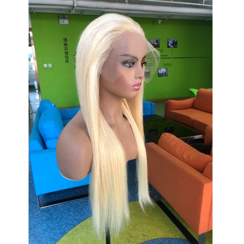 150% Density 613 Blonde Brazilian Straight Human Hair Wig Wholesale 613 Blonde 13x4 Transparent Lace Front Wig US Stock