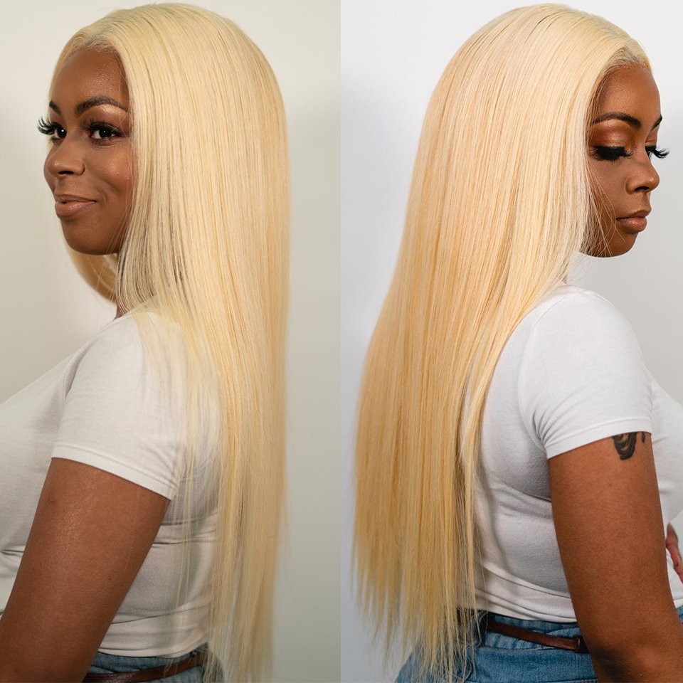 Cuticle Aligned Virgin Unprocessed Hair Hd 13X6 13X4 Hd Lace Frontal Wig Peruvian Raw 613 Blonde Human Hair Wigs