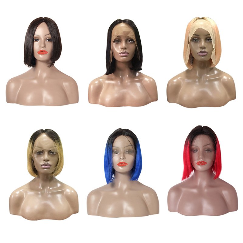 6 8 10 inch short virgin remy brazilian full lace front frontal human hair cut bob wig