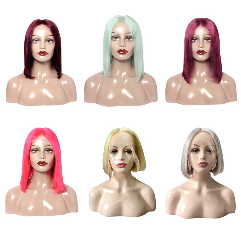 6 8 10 inch short virgin remy brazilian full lace front frontal human hair cut bob wig