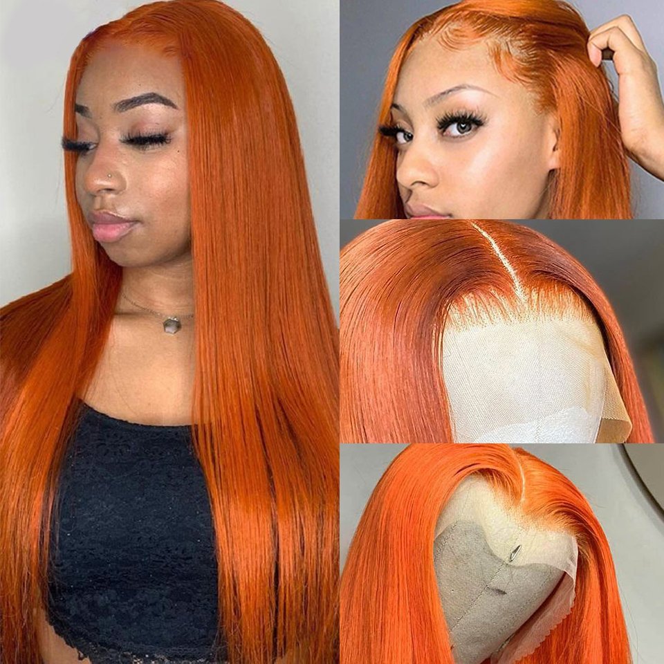 Cheap Ginger Orange Wigs Human Hair Lace Front Full Lace Human Hair Wigs #350 Color Ginger Lace Front Wigs For Black Women