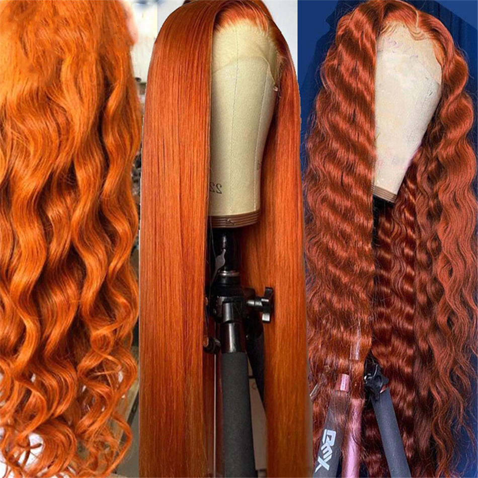Cheap Ginger Orange Wigs Human Hair Lace Front Full Lace Human Hair Wigs #350 Color Ginger Lace Front Wigs For Black Women