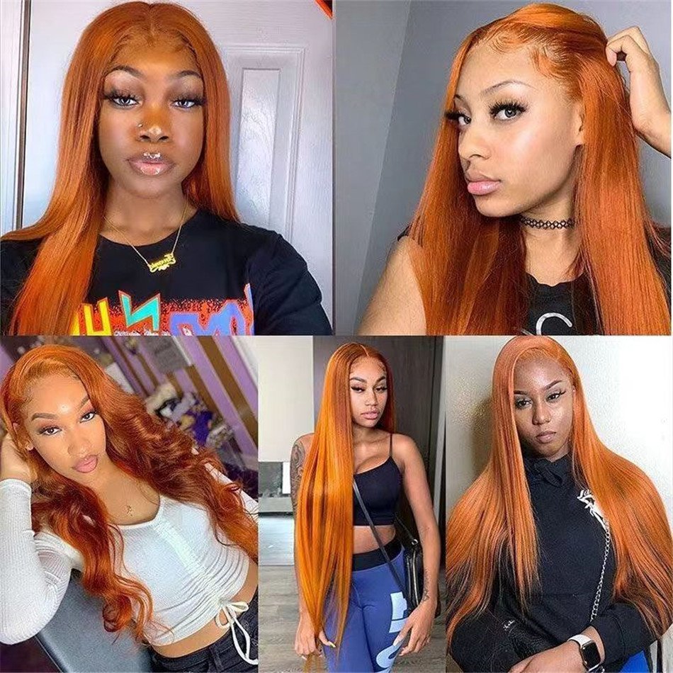 Cheap Ginger Orange Wigs Human Hair Lace Front Full Lace Human Hair Wigs #350 Color Ginger Lace Front Wigs For Black Women