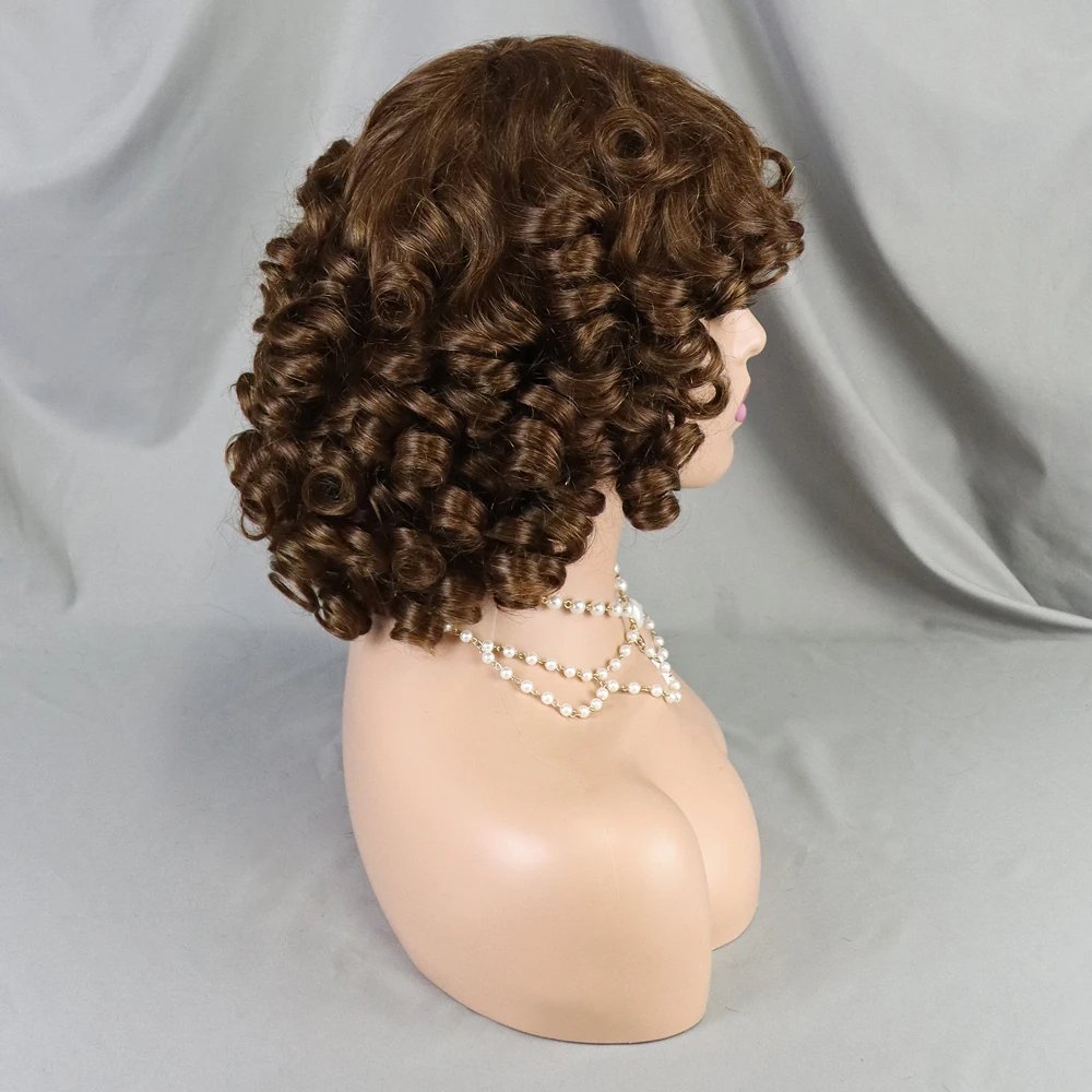 10 Inch Bouncy Curly Short Human hair Loose Wave Wig Glueless Human Hair Wig Full Machine Made Wig Ready to Wear for Women