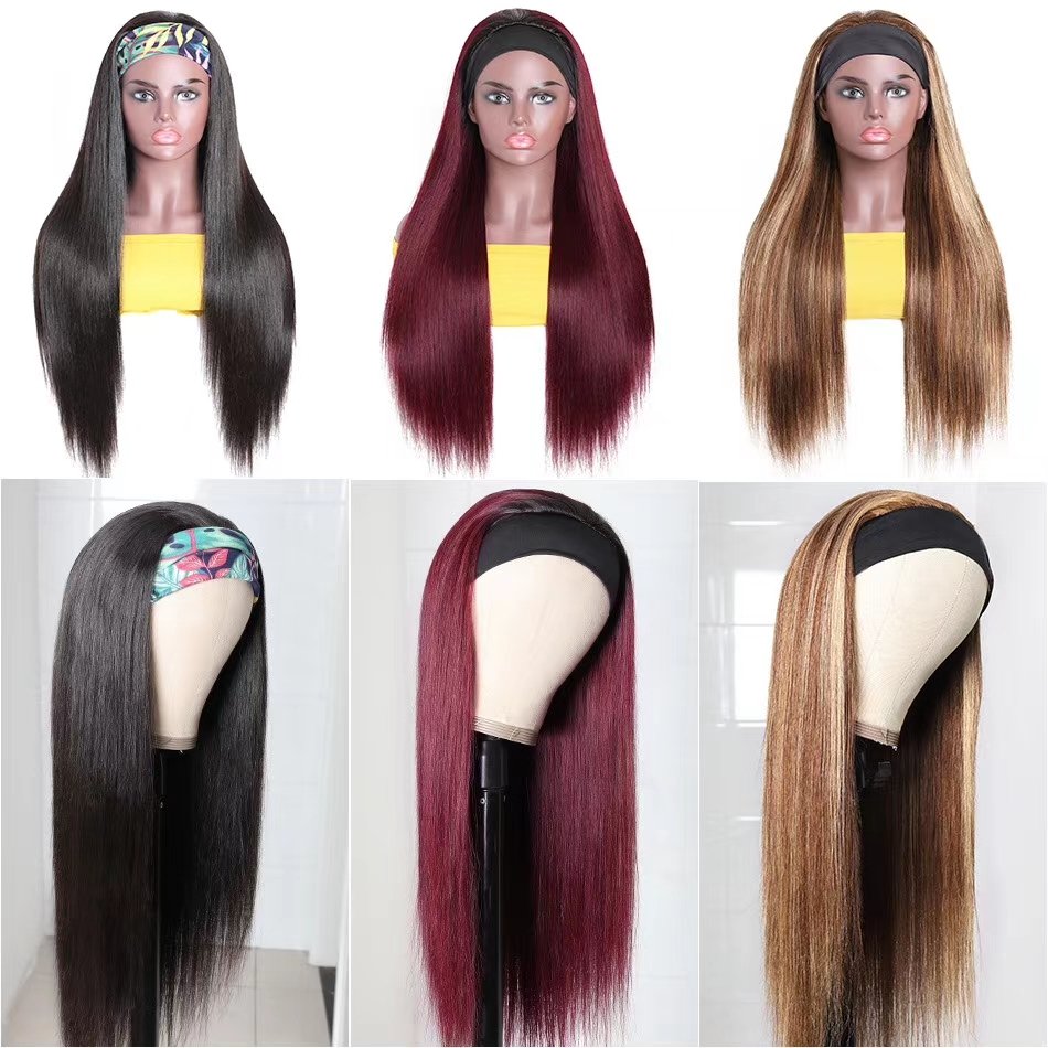 Wholesale kinky curly human hair wigs for black women, Glueless headband Wig Human hair