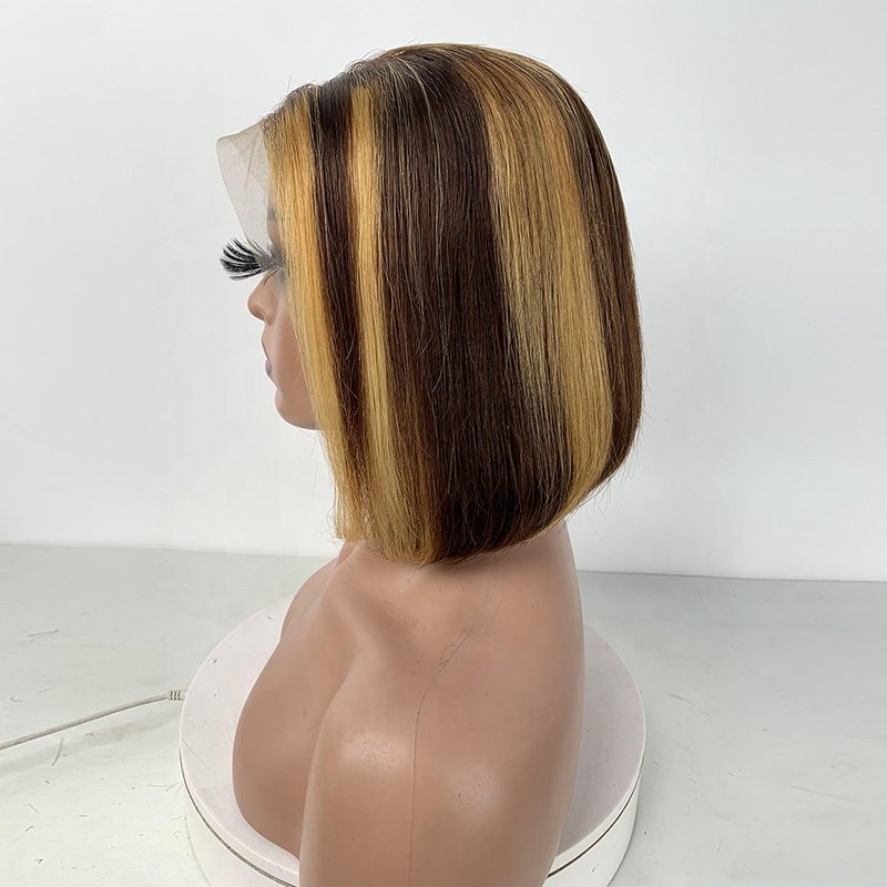 Ready to Ship Wholesale 13x4 Full Lace Front Bob Wigs 180% Density Virgin Straight Human Hair Wigs For Black Women Colored Hair