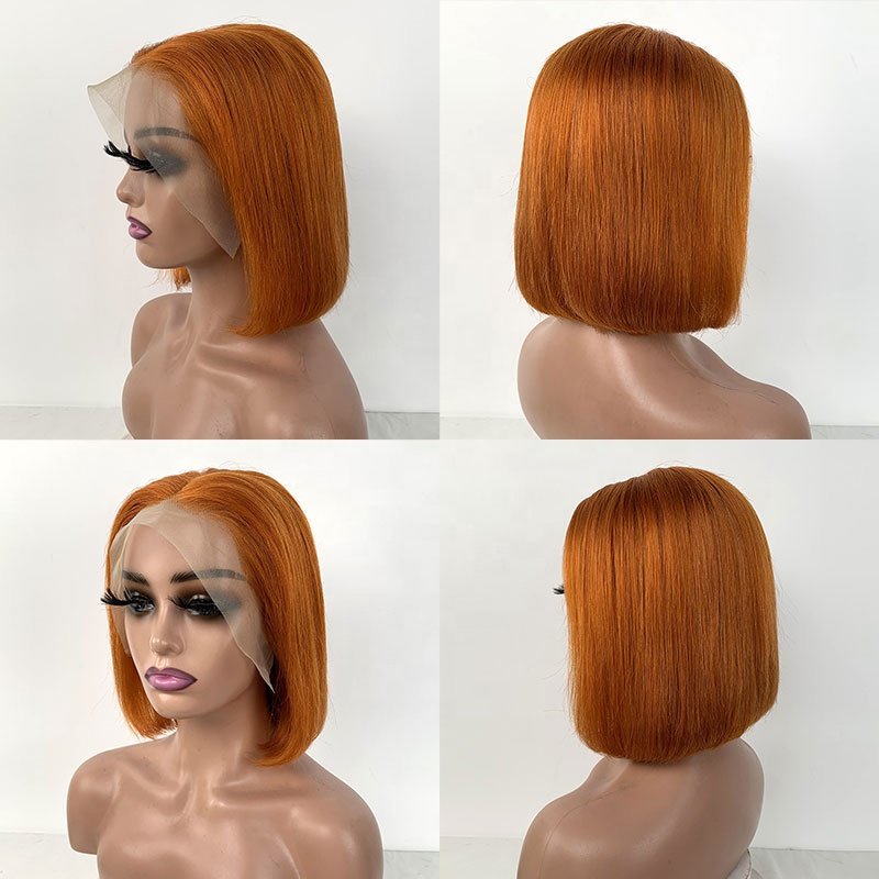 Ready to Ship Wholesale 13x4 Full Lace Front Bob Wigs 180% Density Virgin Straight Human Hair Wigs For Black Women Colored Hair