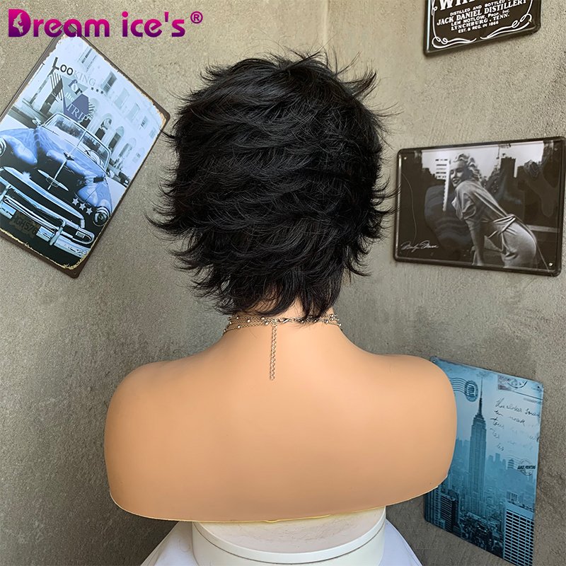 Short Pixie Cut Human Hair Wigs, Short Bob Wigs for Black Womens, Machine Made Natural Color Cheap Glueless Wigs Human Hair