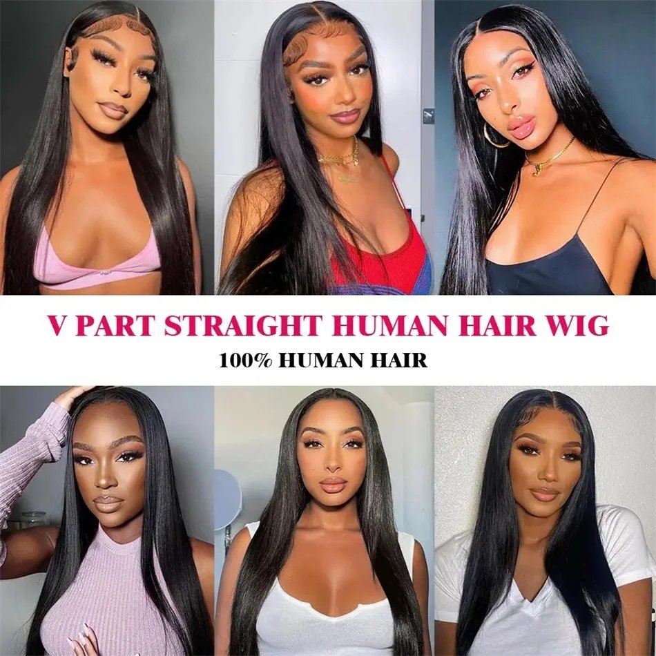 Straight Hair V Part Human Hair Wigs For Women Natural Black Brown Brazilian Straight Human Hair V Part Wigs U Shape Wig