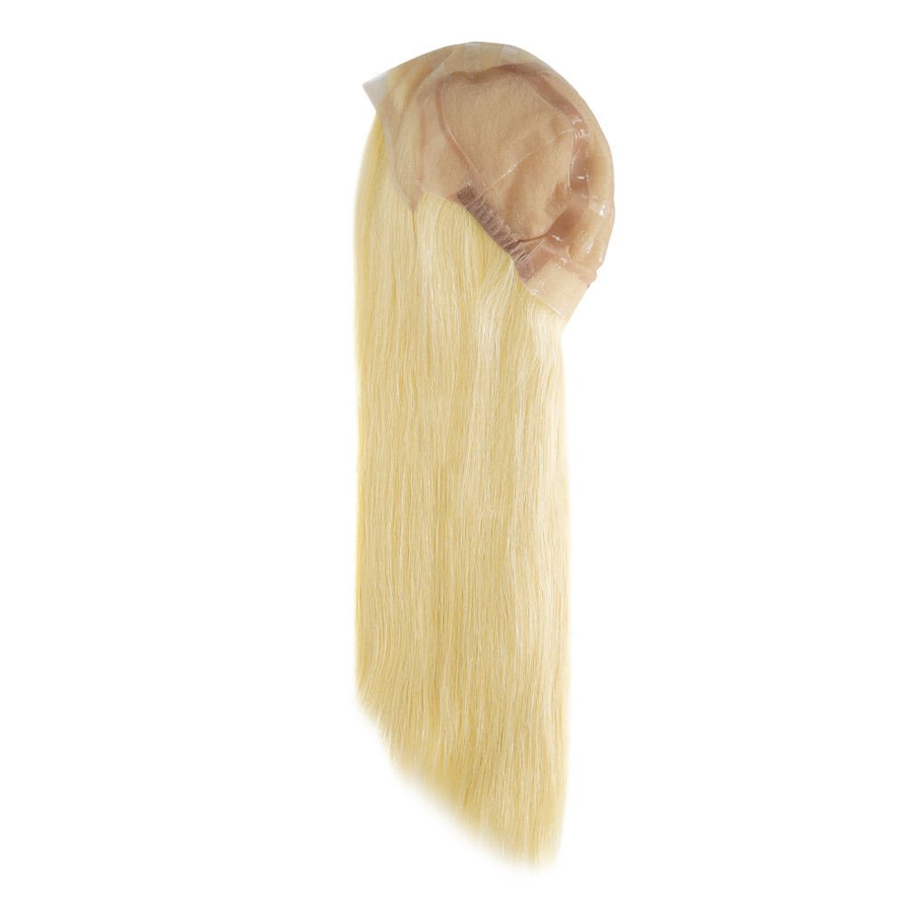 Anti-slip Soft Silicone Base Cap Medical Wig 18 Inches Long Blonde 100 Chinese Remy Human Hair Medical Grade Toupee Wig