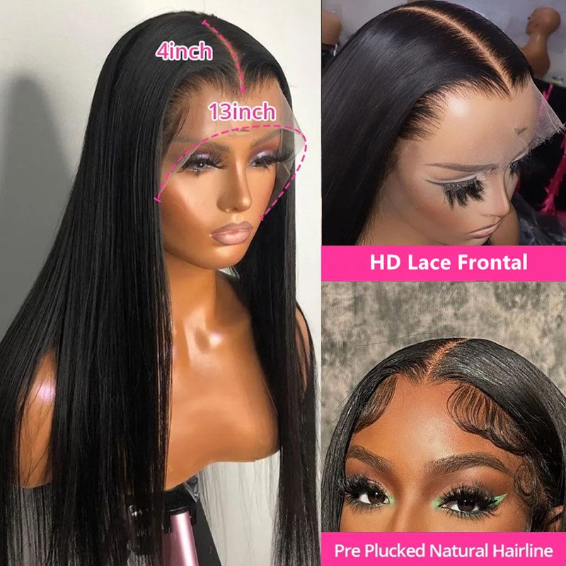 Cheap 180% Density Swiss 13x4 Lace Front Wig 100% Natural Virgin Silky Straight Human Hair Lace Frontal Wigs For Black Women