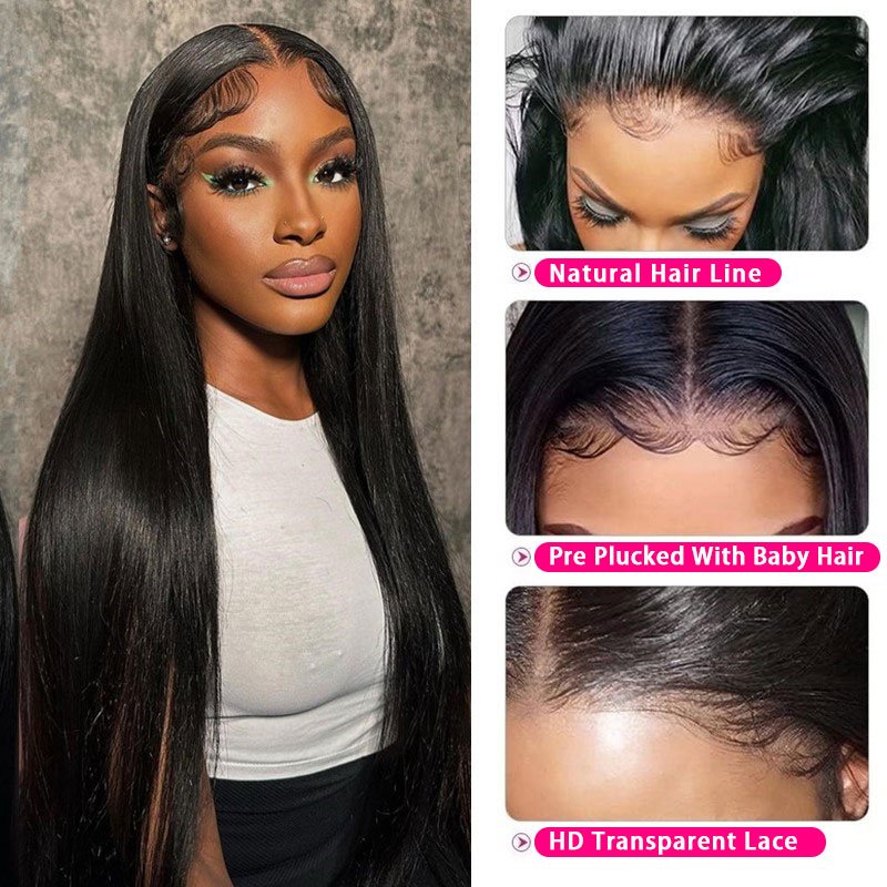 Cheap 180% Density Swiss 13x4 Lace Front Wig 100% Natural Virgin Silky Straight Human Hair Lace Frontal Wigs For Black Women