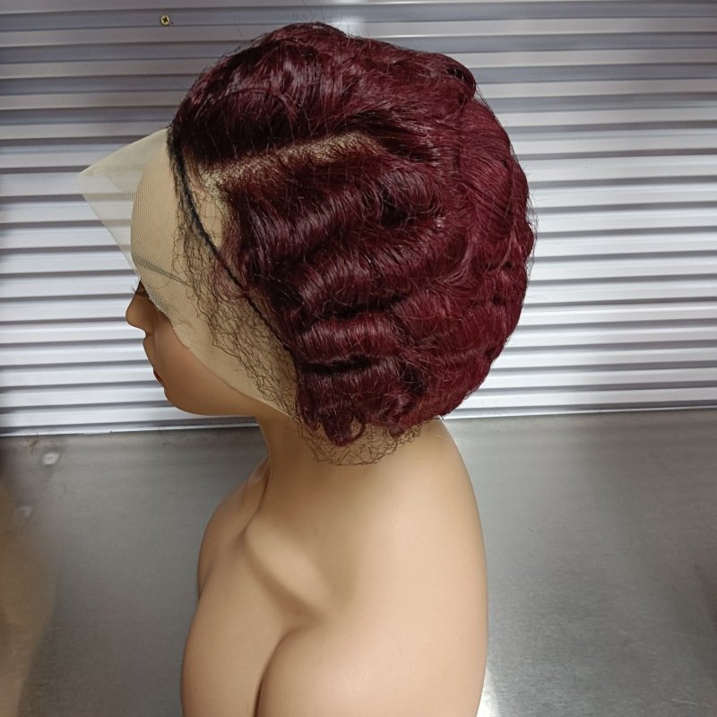 150% Density Pixie Curly Human Hair Wig For Black Women,Short Cut Wigs Remy Hair Wholesales Lace Frontal Wig