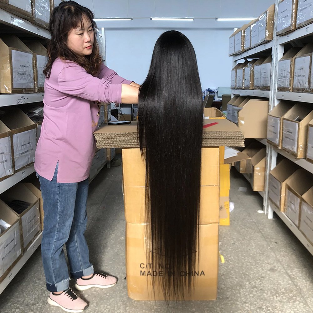 Undetectable Hd Lace Vietnamese Bone Straight Human Hair Wig 40" Grade 10A 100% Raw Virgin Human Hair Wig Ready To Buy Wigs