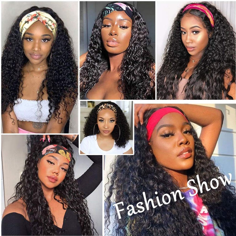 150% Density Peruvian Kinky Curly Head Band Human Hair Wigs 10"~40" Available Factory Headband Human Hair Wigs for Black Women