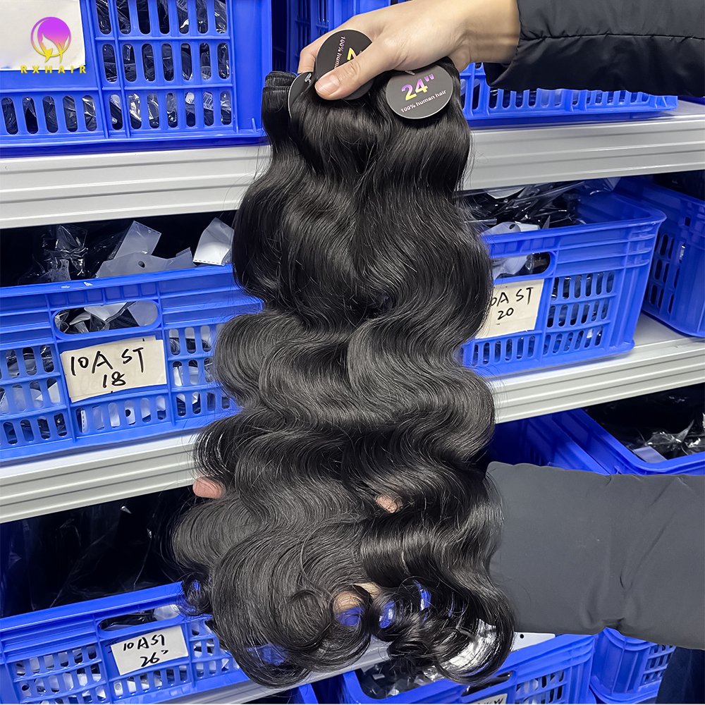 RXHAIR Factory Price Lace Frontal Wig Vendor Brazilian Human Hair Body Wave Blue Band Bundles Cuticle Aligned Virgin Hair