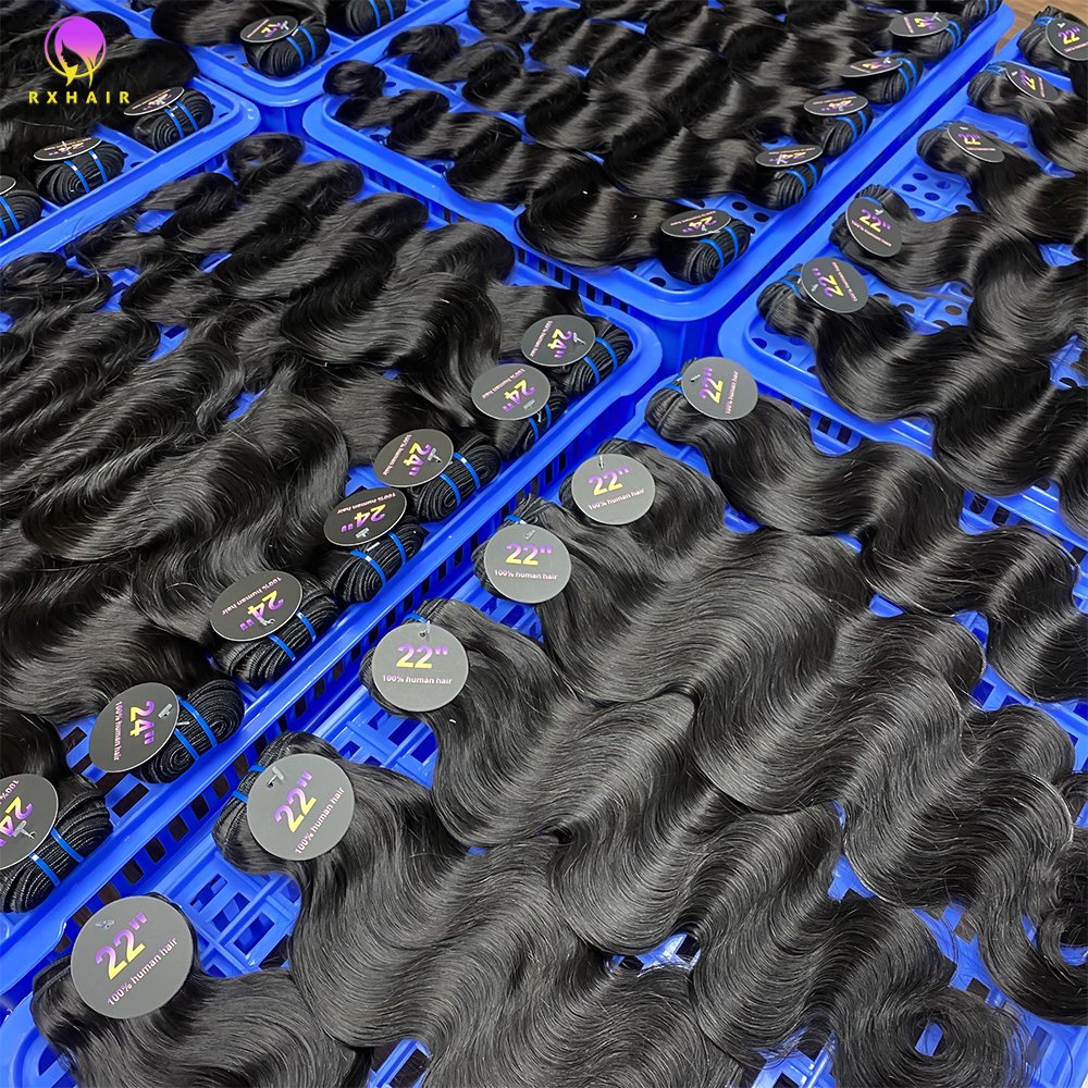RXHAIR Factory Price Lace Frontal Wig Vendor Brazilian Human Hair Body Wave Blue Band Bundles Cuticle Aligned Virgin Hair