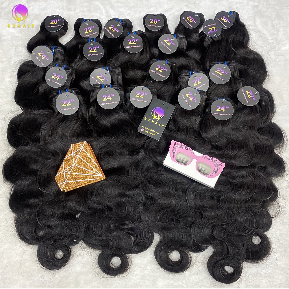 RXHAIR Factory Price Lace Frontal Wig Vendor Brazilian Human Hair Body Wave Blue Band Bundles Cuticle Aligned Virgin Hair