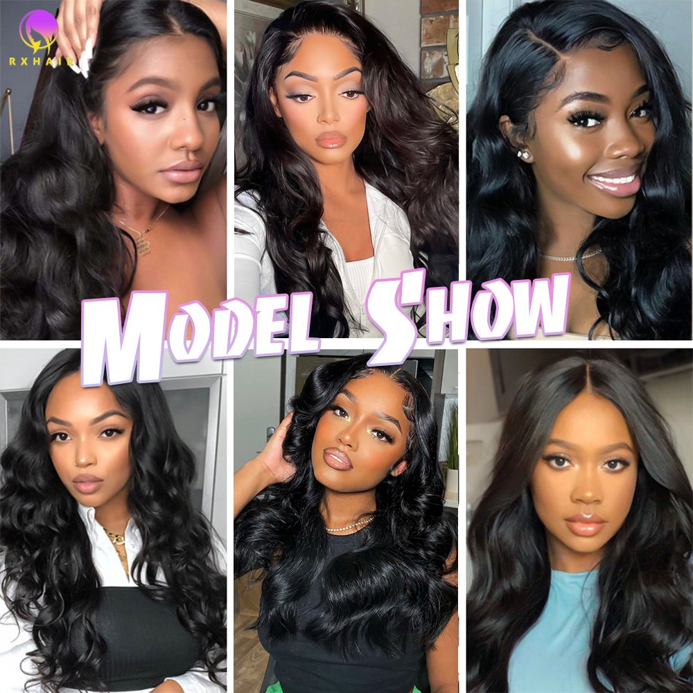 RXHAIR Factory Price Lace Frontal Wig Vendor Brazilian Human Hair Body Wave Blue Band Bundles Cuticle Aligned Virgin Hair