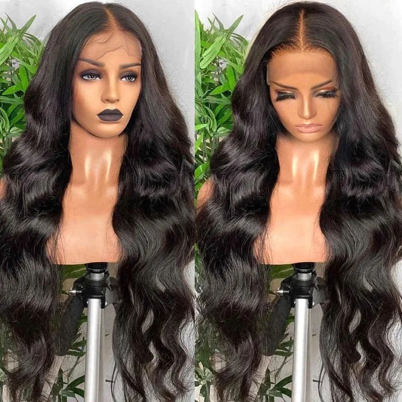 Raw Virgin Indian Human Hair Hd Transparent Glueless Full Lace Front Body Wave Wigs For Black Women