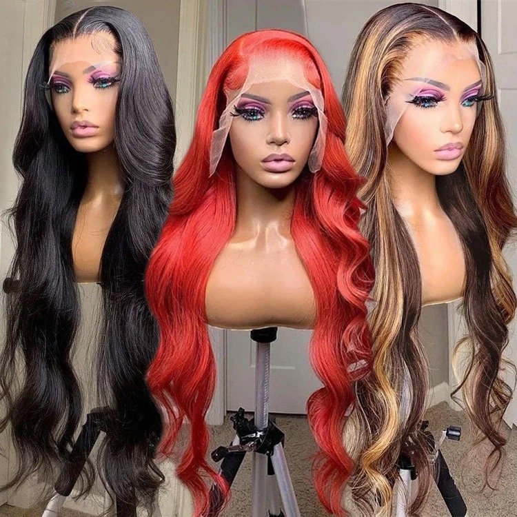 Raw Virgin Indian Human Hair Hd Transparent Glueless Full Lace Front Body Wave Wigs For Black Women