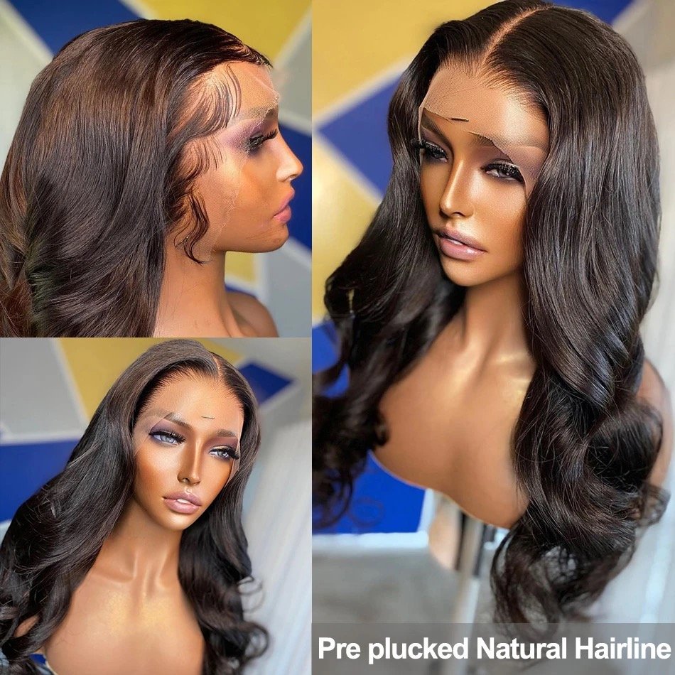 Raw Virgin Indian Human Hair Hd Transparent Glueless Full Lace Front Body Wave Wigs For Black Women