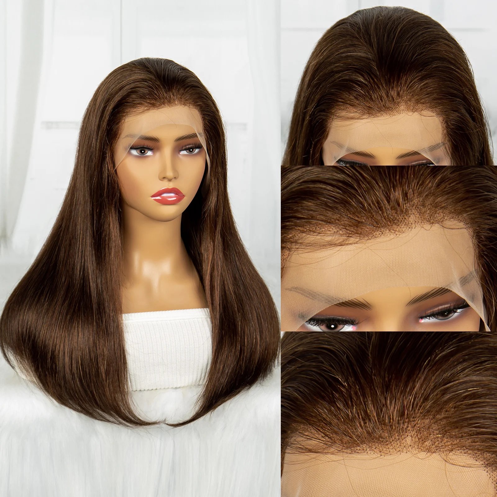 12A 99j Straight Bob Human Hair for Black Women Double Drawn 13x4 Lace Frontal 250% Density Colorful Human Hair Wig PrePlucked