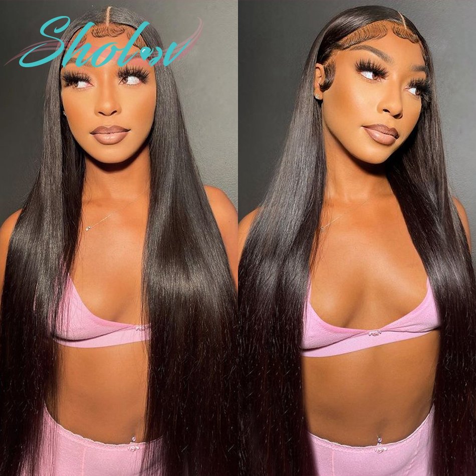180% Straight 13x4 Lace Closure Human Hair Wigs Brazilian Remy Hair Transparent Lace Frontal Wig for Women Closure Wigs