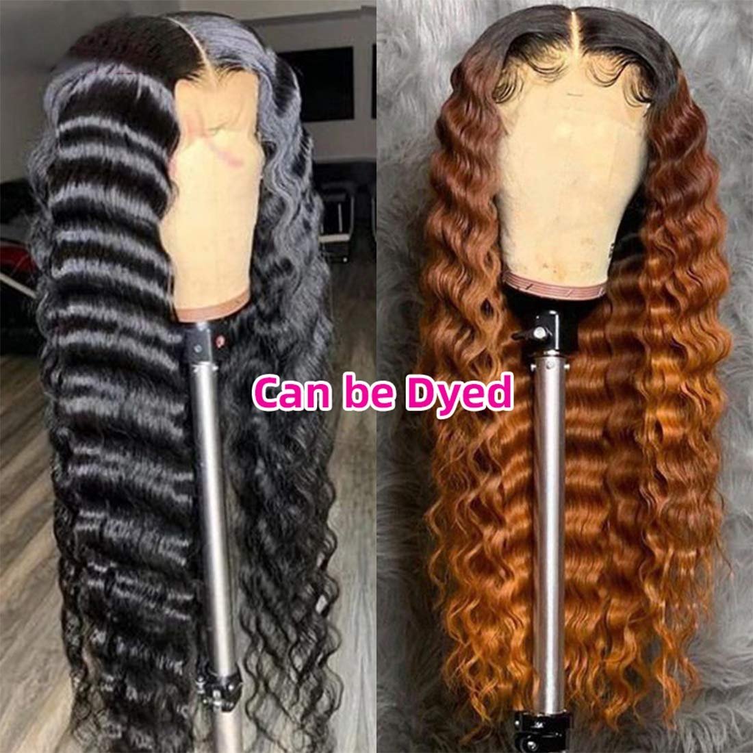 LTHAIR Raw Indian Loose Deep Wave Wig 40 Inch Curly Deep Wave Full Lace Human Hair Wig 180 Density free sample lace front wigs