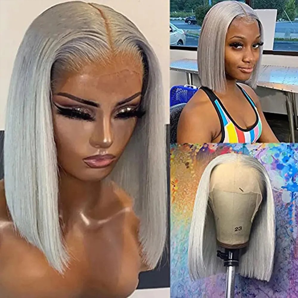 13x4 613 Blonde Bob Hair Human Hair Lace Frontal Wig Brazilian Straight Wig colorful Human Hair Wig for Women