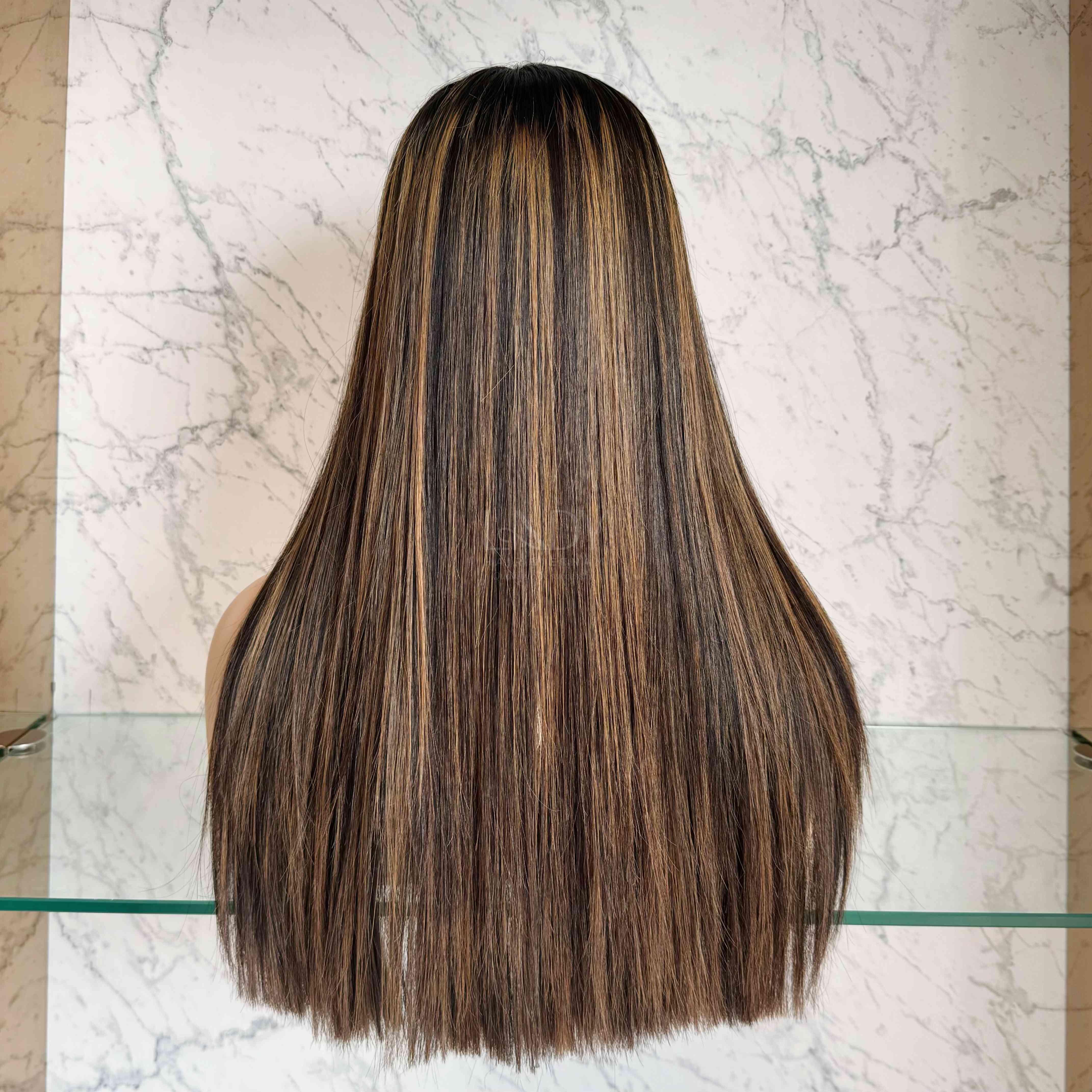 100% Real Vietnamese Human Hair Extensions Wig Piano Color Bone Straight Wig Closure Wigs