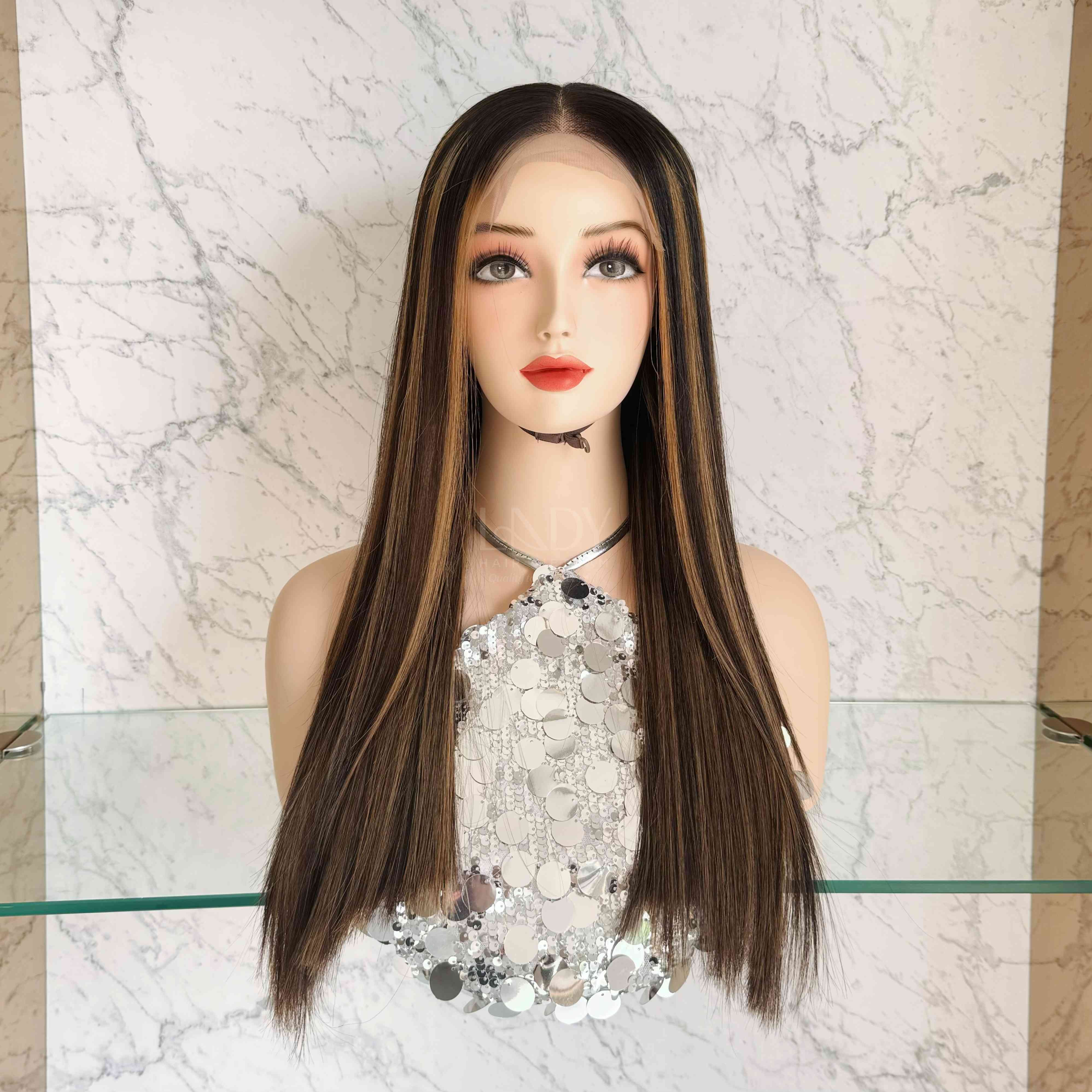 100% Real Vietnamese Human Hair Extensions Wig Piano Color Bone Straight Wig Closure Wigs